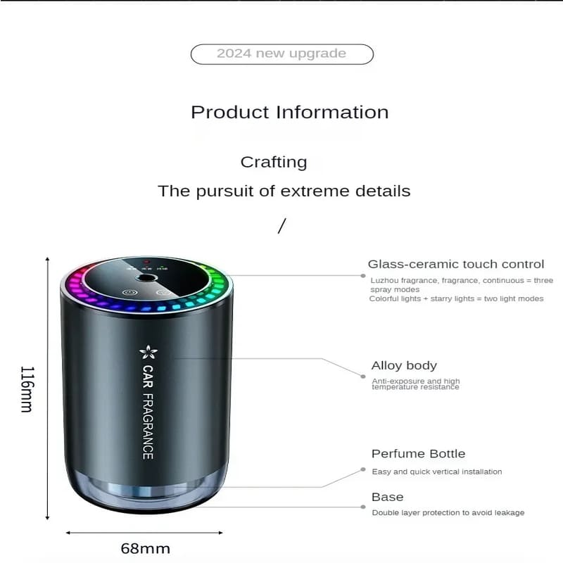 Car Aromatherapy Intelligent Automatic Spray Deodorant Aluminum Alloy Colorful Atmosphere Light Starry Sky Roof Aromatherapy Machine Fragrance Lasting