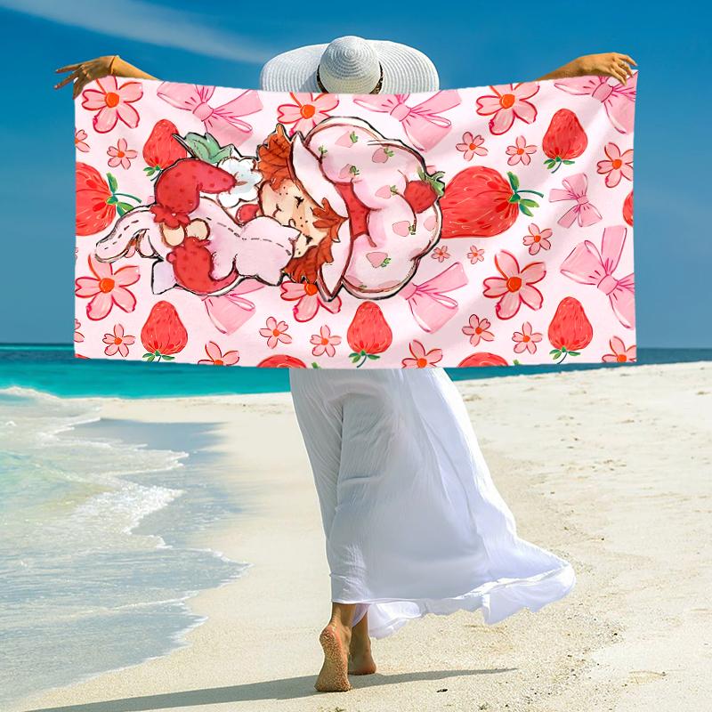 1Pc Strawberry Shortcake Fantasy Beach Towel Microfiber Beach Towel Thin Absorbent For Beach Swimming Yoga Bath Sports 0917251