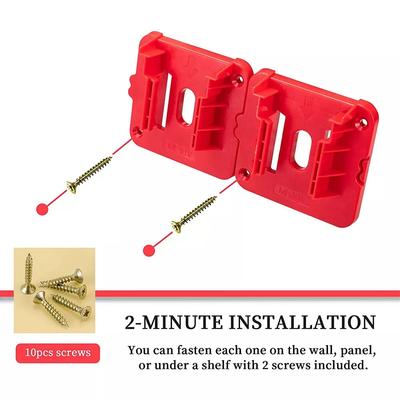 1-5 Paquets Support de Batterie Compatible pour Batterie Milwaukee 18V, Rangement Mural pour Batteries pour Fourgon de Travail, Étagère, Boîte à Outils