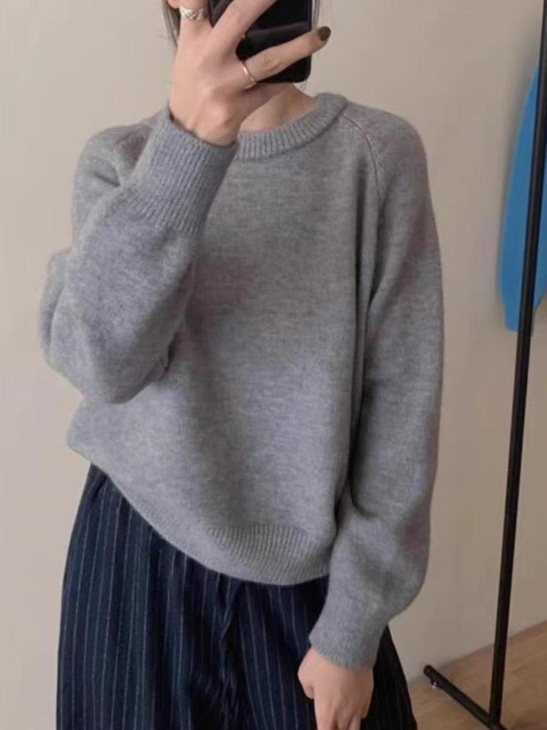 Women's 2025 Autumn/Winter Korean Style Loose Round Neck Knit Sweater