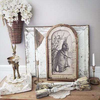 Wooden Plaque Retro Rabbit Print Arch Design Interesting Country Farmhouse Decoration Wooden Sign Home Ornaments Home Decoration