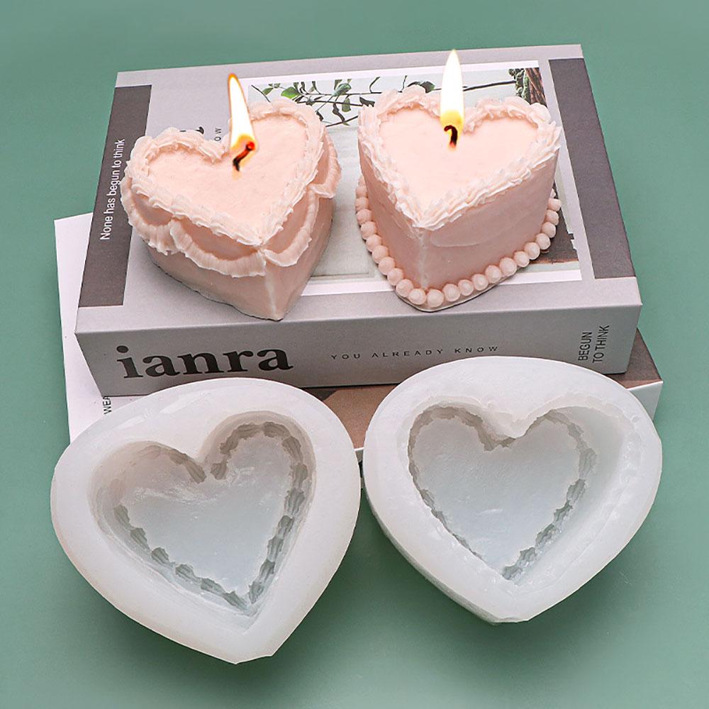 For Fun Heart Cake Shaped Candle Silicone Mold DIY Handmade Soap Plaster Aromatherapy Candle Cake Decoration Mold Gift Making