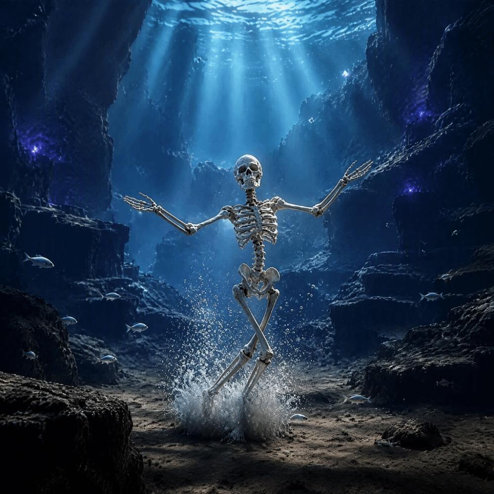 Saugfuß Aquarien Tanzschädel Sprudler Skelette Statue Bewegliches Sauerstoff Skelett Aquarium Becken