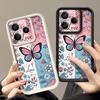 Blue Pink Butterfly Floral Pattern Case For Xiaomi 14T 13T 11T Pro Funda Redmi Note 14 13 Pro 5G 4G 12 11 Shockproof Bumper Silicone Cover