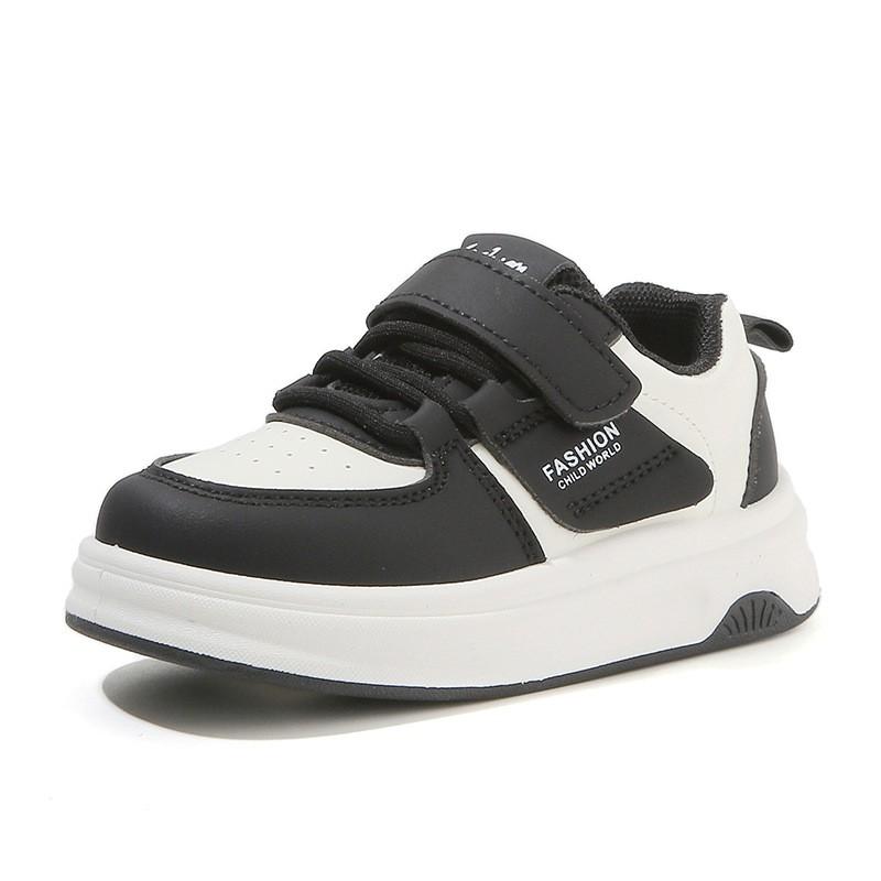 Kids Casual Sneakers Fall 2026 Soft Sole Unisex Toddler Child Low-Top PU Shoes With Velcro