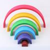 12 Pcs Rainbow Blocks Toys Tunnel Stacker Creative Wooden Rainbow Stacker Nesting Montessori Building Blocks Educational Toys