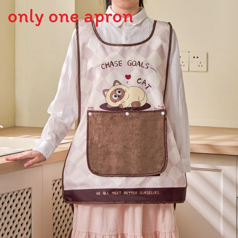 Cartoon Cat And Dog Print Waterproof Sleeveless Apron For Kitchen Cooking And Home Use