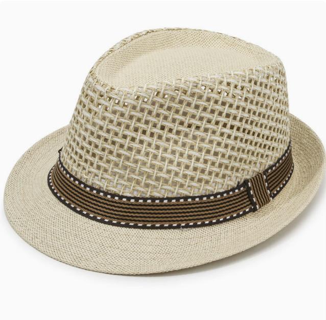 Men s Retro Straw Fedora Hat with Mesh - Summer Sun Hat, Korean Patchwork Design One Size