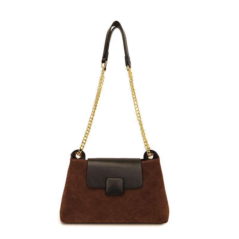 

Fashion Elegant Contrast Color Ladies Retro Shoulder Bags Luxury Designer PU Leather Female Chain Strap Office Crossbody Bags Mini кофейный