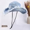 The new western denim bucket hat shows the personality, small face and old mountaineering hat, sunshade design sense, niche basin hat tide