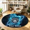 Round Rug Custom NameManchester City Pattern Non Slip Carpet Home Floor Decor
