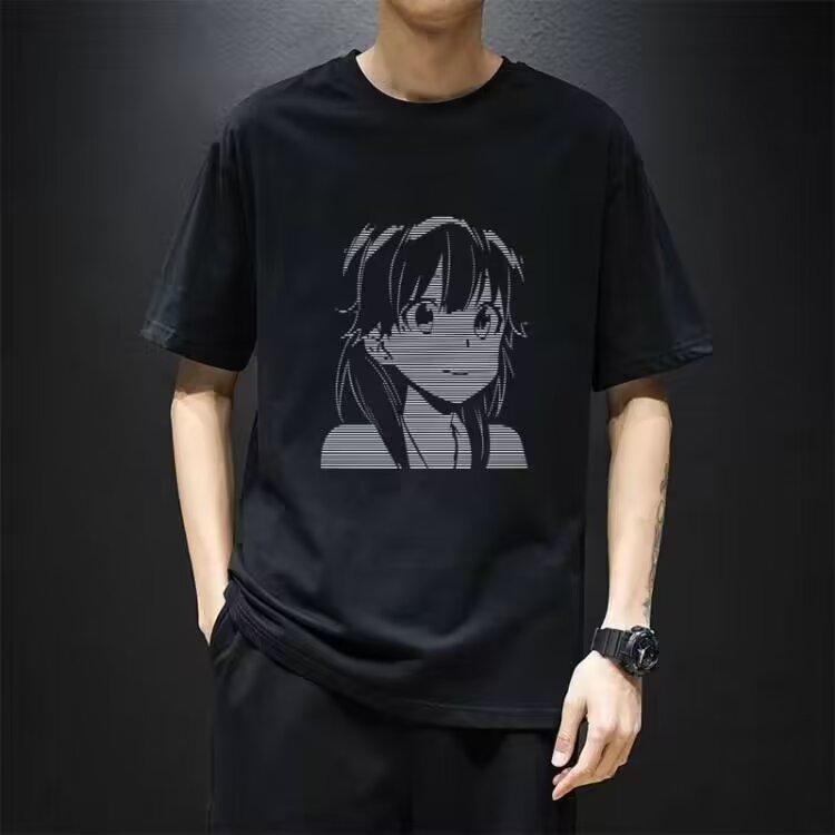 Новая летняя мужская футболка с короткими рукавами модные топы свободная футболка с короткими рукавами M чёрный 980₽