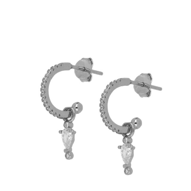 Crmya Yellow Silver Plated Stud Dangle Earrings For Women Cubic Zirconia Hoop Earrings For Women Bohemian Earings Jewelry