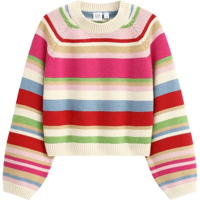 Pull en tricot rayé coloré à col rond pour fille - Hiver 2025