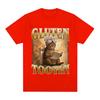 Funny Cat Shirt Gluten Got Me Tootin Meme TShirt Unisex Women Vintage Aesthetic Cotton T Shirts Fashion Oversized Clothing T Shirt
