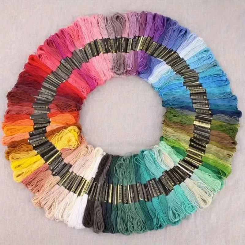Heiß 50 Stück Freundschaftsarmband Regenbogen Stickgarn Kreuzstich Stickgarn Baumwollarmband Seidengarn