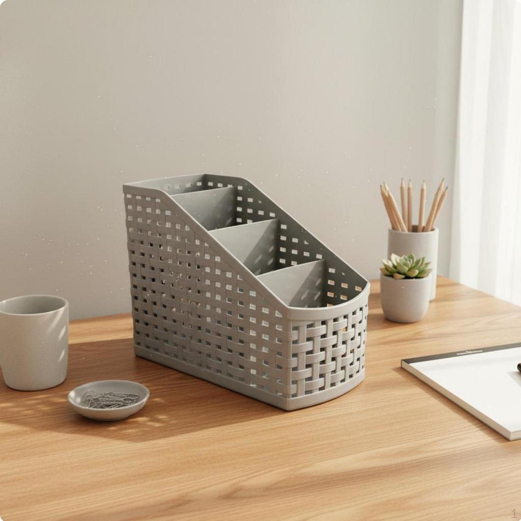 Slanted Stationery Organizer Stylish Design Desktop Storage Box Space Saving MultiCompartment