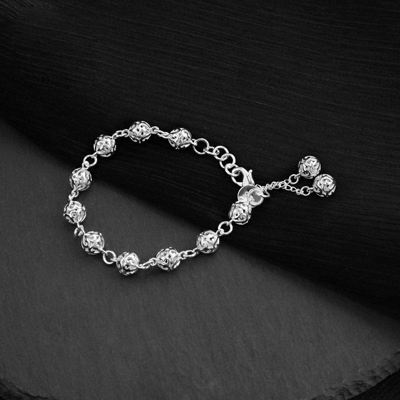 Korean Style Copper Plated Silver Hollow Ball Bracelet for Women