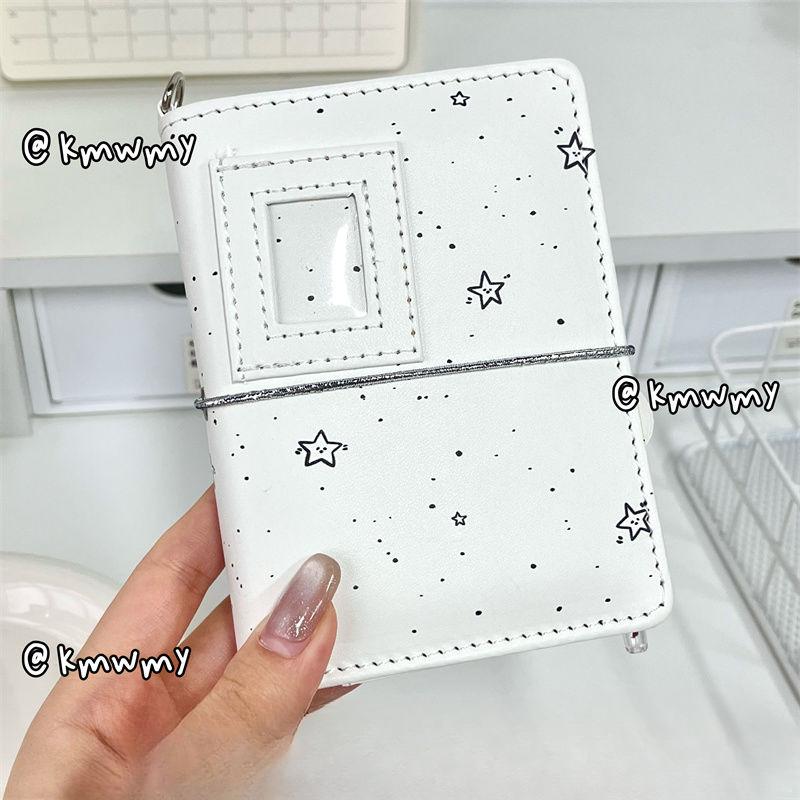 Star M5 White Leather Binder Notebook Journal Diary Portable Pocket Photo Album Idol Photo Collect Book