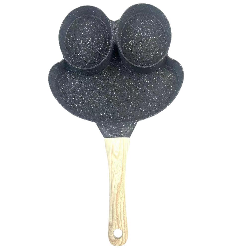 Home Frying Pan, Flat Bottomed Non Stick Pan, Wood Grain Handle, Breakfast Pan, Flat Bottomed Pan