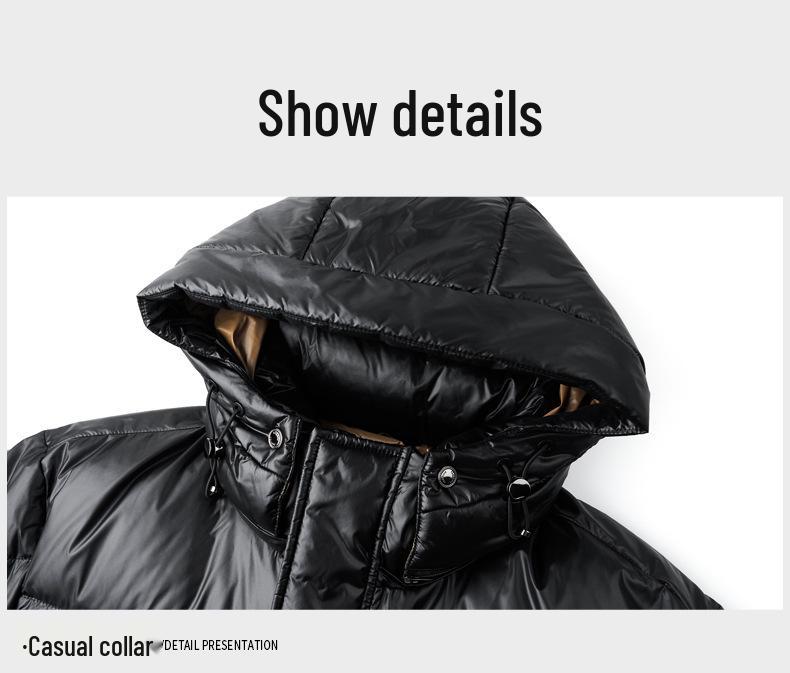 Men's Lightweight Trendy White Duck Down Hooded Jacket - Warm, Fashionable, and Detachable for Autumn and Winter Casual Wear