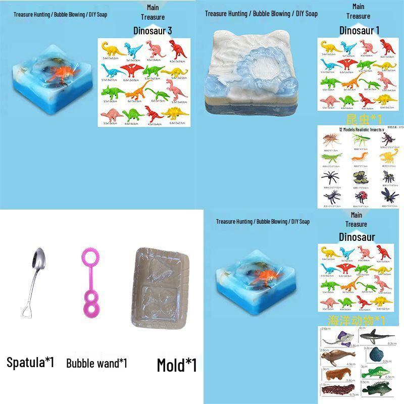 Rainbow Treasure Soap: No-Mess Archaeology Dig Toy for Girls - Handmade Blind Box Gift Red Rainbow Soap with Bracelet and Stick