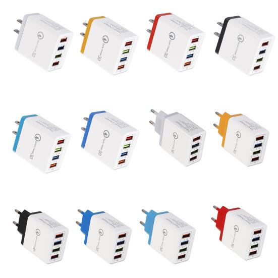 Portable Travel 4 USB Ports Fast Charging QC 3.0 Wall Charger Power Adapter
