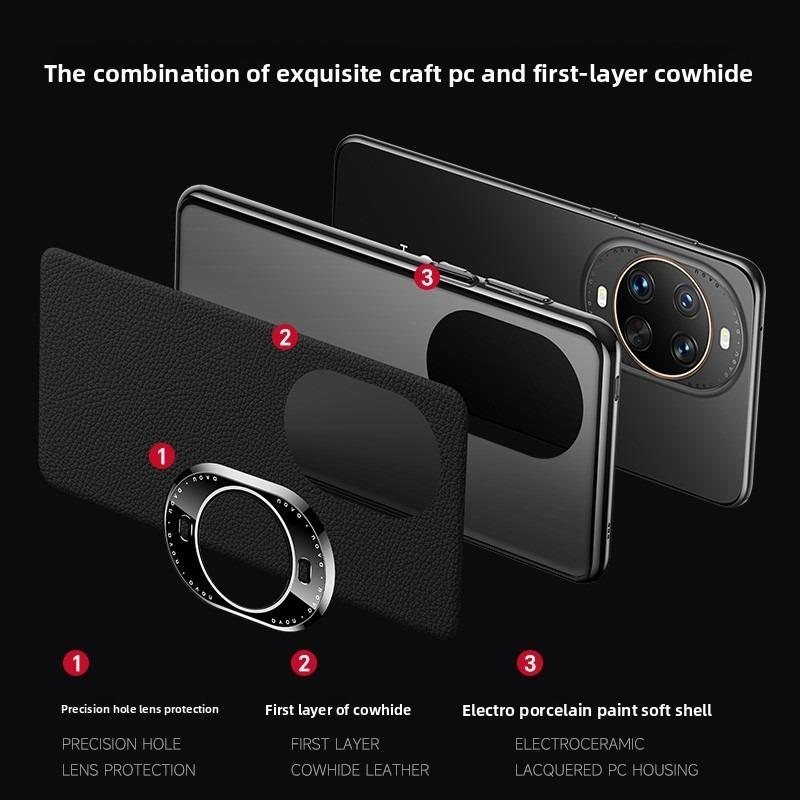 Hard Cover For HUAWEI NOVA 14 15 Ultra luxury Lens protection Nature Leather shockproof Plating Phone Back Case