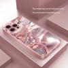3D Water Ripple Pattern Pink Metallic Paint Glass Hard Phone Case For iPhone 17 16 15 14 13 12 11 Pro Max Plus 16E 17Air Cover