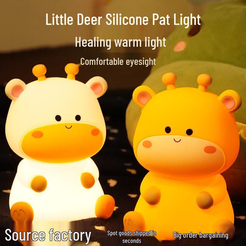 Deer Silicone LED Rechargeable Night Light for Kids - Christmas Gift