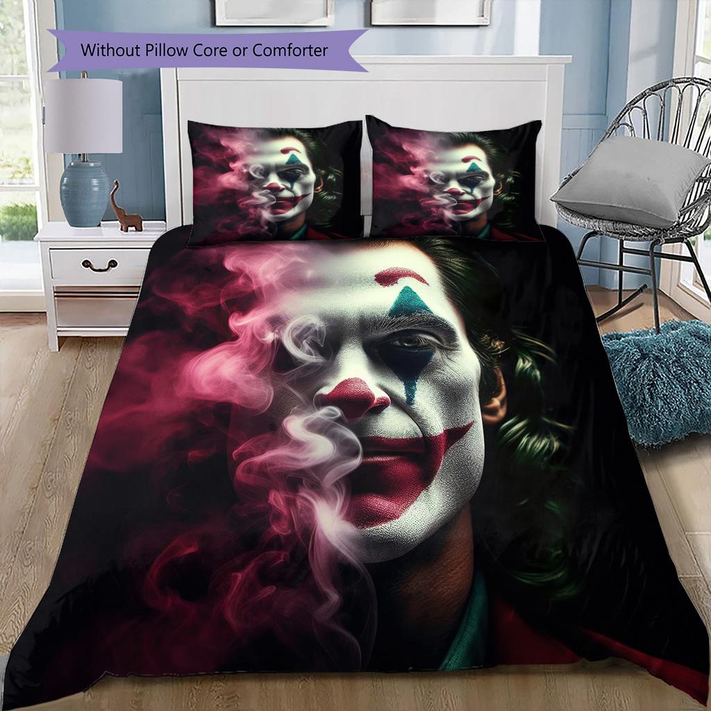 Smoke Clown Bedding Set, 1 Duvet Cover & 2 Pillowcases, Suitable for Home, Great Gift for Movie Fans