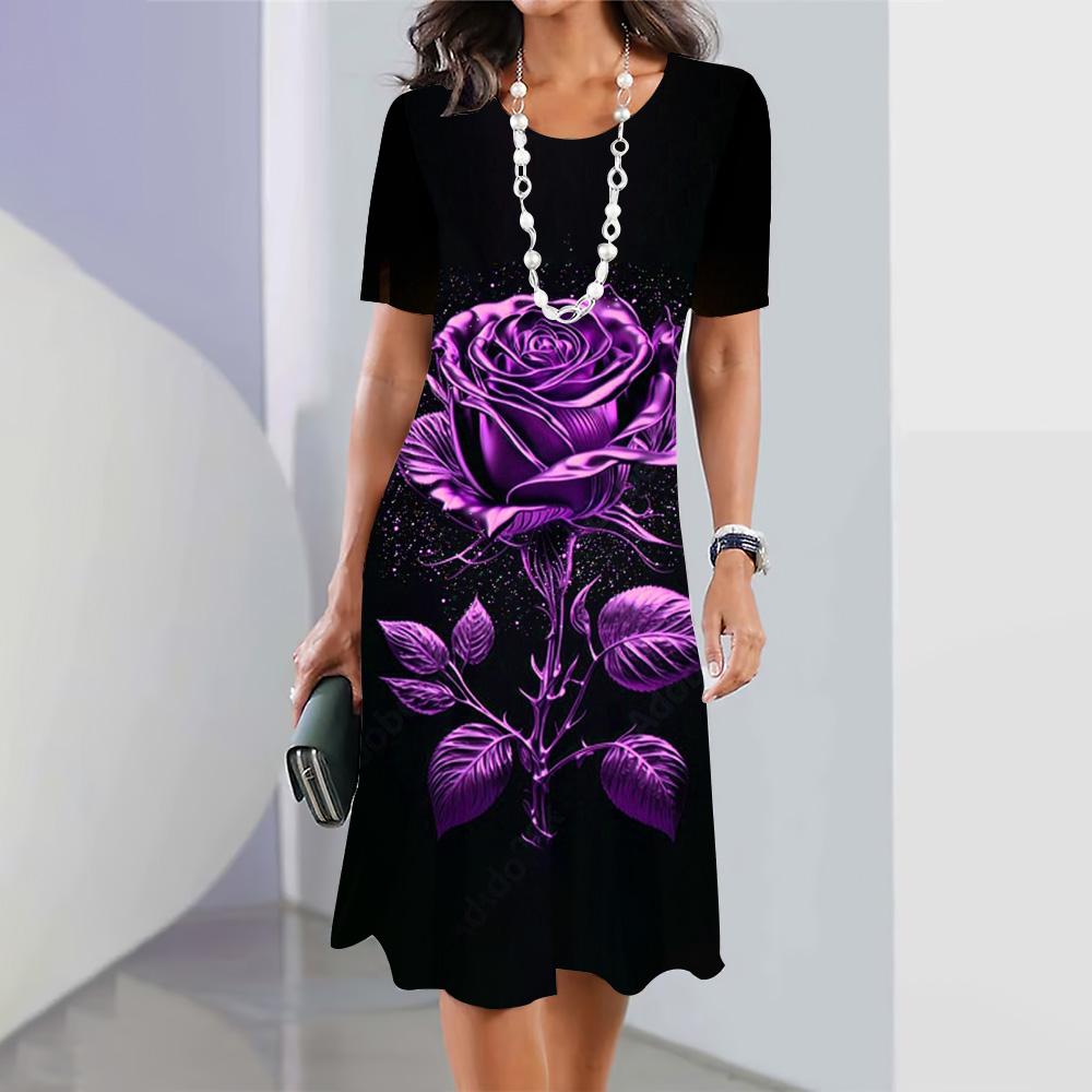 2025 New Summer Women's Outdoor Casual Fashion Short-sleeved Bohemian Hawaiian Style Floral Print Women's Clothing