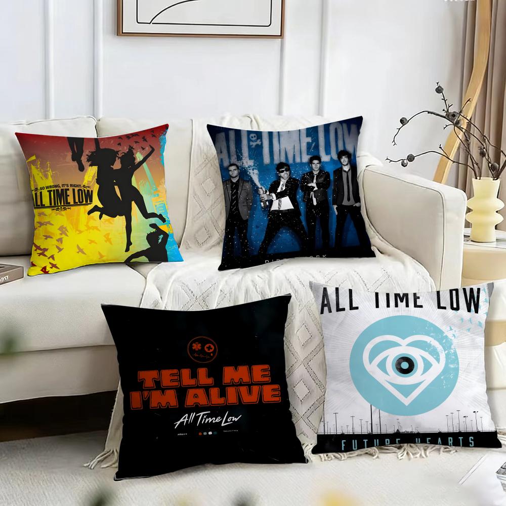 all time low rock band Cushion Cover Reversible Plush Pillow Cover – For car, sofa, bedroom, perfect as a gift.