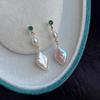 Natural rhombus baroque pearl small earrings natural unique small irregular earrings women's retro stud earrings