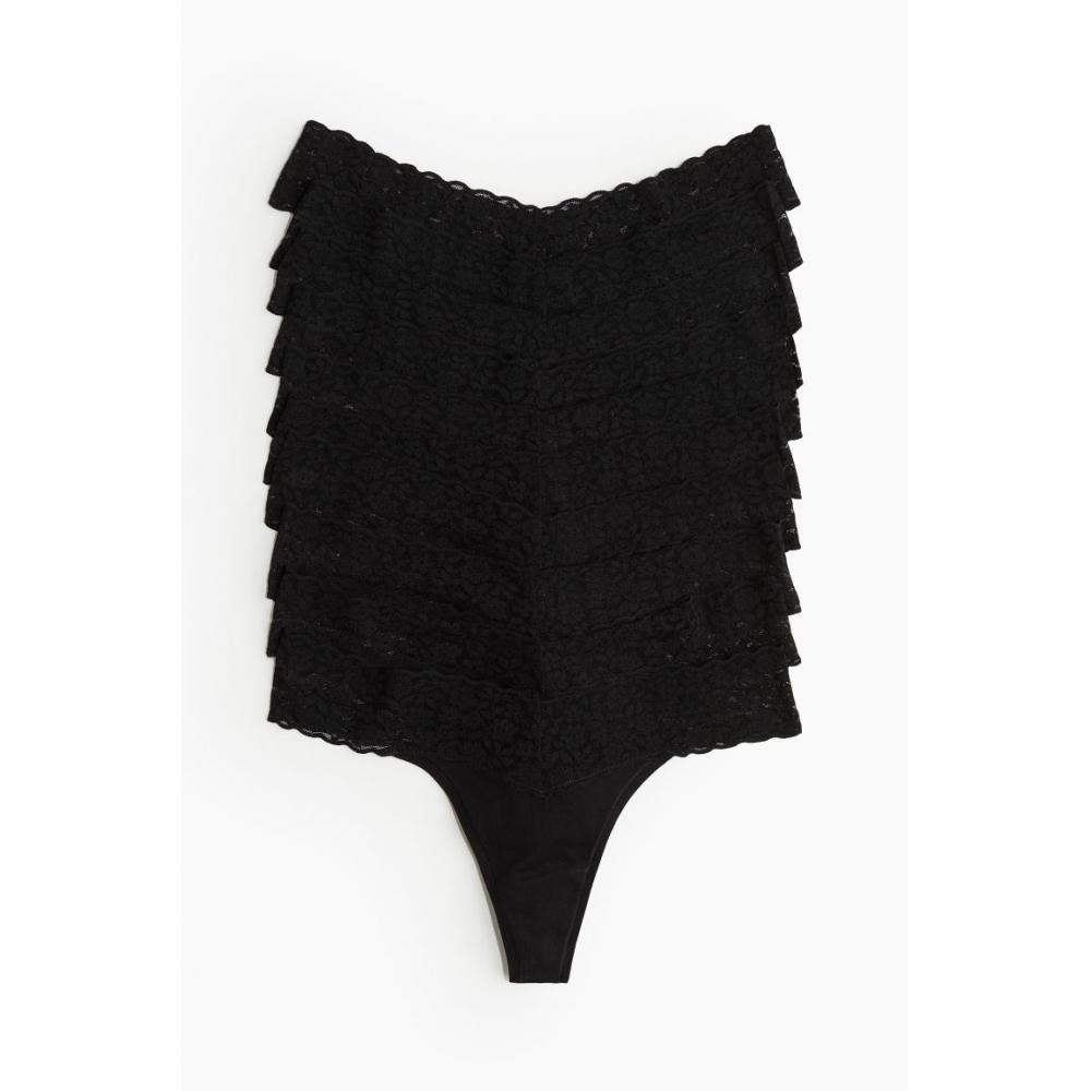 

Комплект из 10 кружевных трусиков-стрингов HM, черный