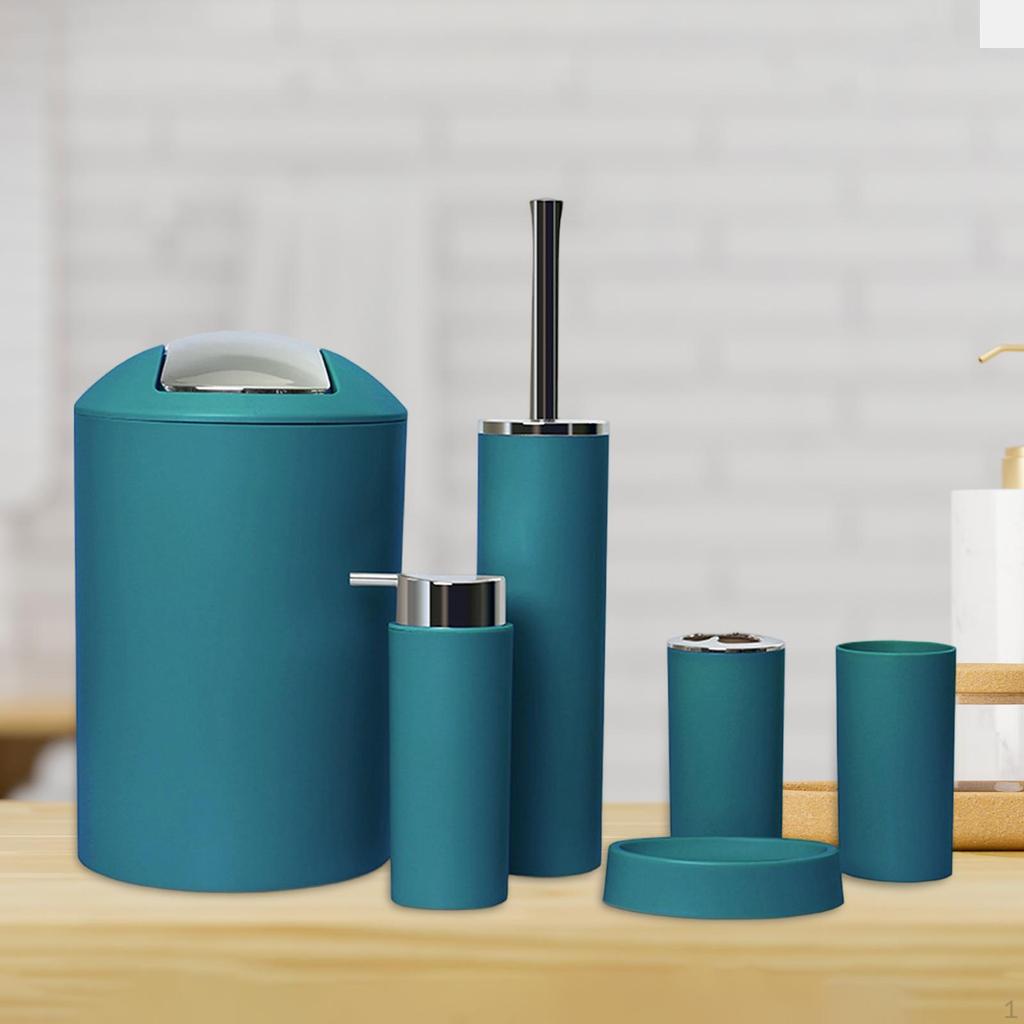 6 Pieces Bathroom Accessories Set Supplies Easy to Clean Home Apartment Use Soap Dish