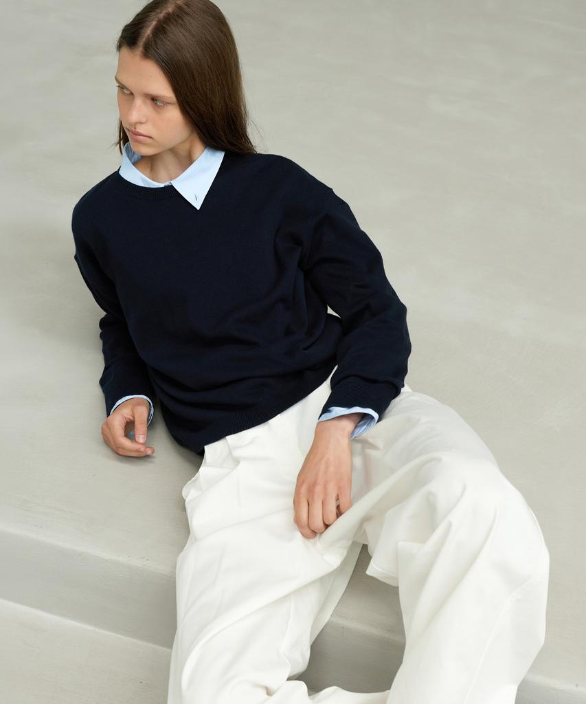 LEVAR All-Day Cotton Round Knit - Darknight Navy