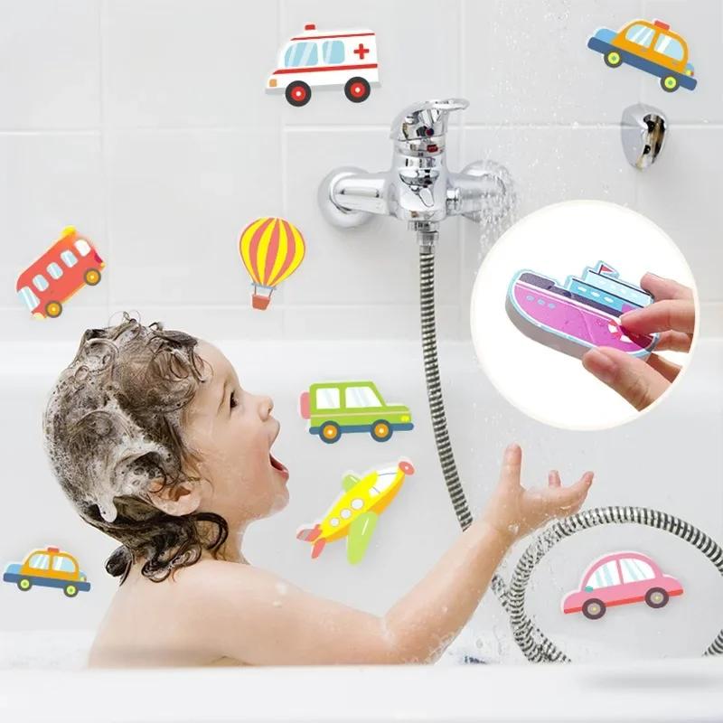 Non-Toxic Baby Bath Toys Cars Boat Cognitive Floating Toy Foam Eva Puzzle Bathing Toys For Kids Children Bathroom Play Water Game Toys