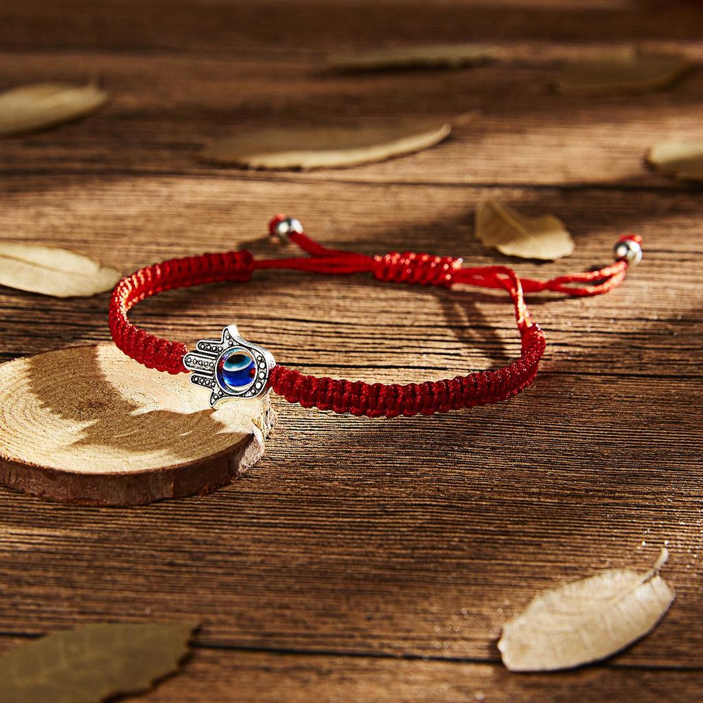European & American Style Hand-Woven Evil Eye Adjustable Red Rope Bracelet