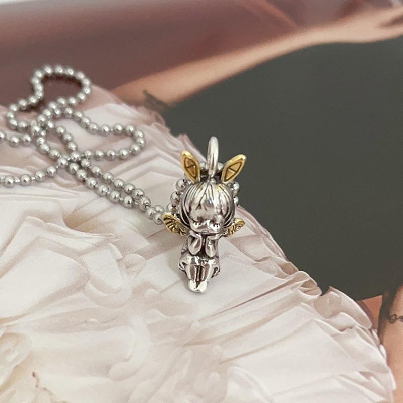 Vintage Punk Cute Little Angel Pendant with Detailed Craftsmanship