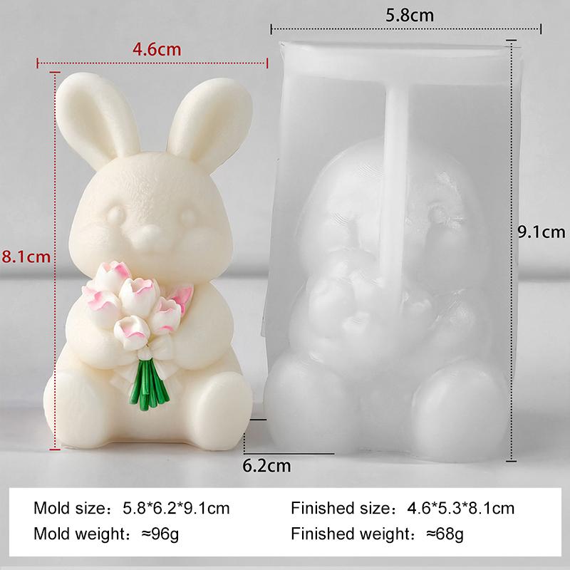 3D Påskhare Silikonform Handgjord Aromljus Gips Harts Dekoration Formar Tecknad Kanin Tvål Ljustillverkningsmaterial