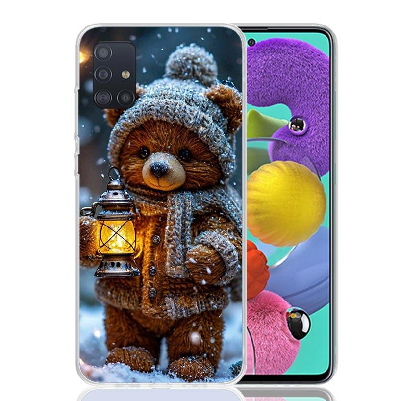 Animal Brown Cute Bear Phone Case For Samsung Galaxy A52 A32 A22 A12 A02S A50S A30S A51 A31 AA71 Note 20 Ultra 10 S10 Plus Galax