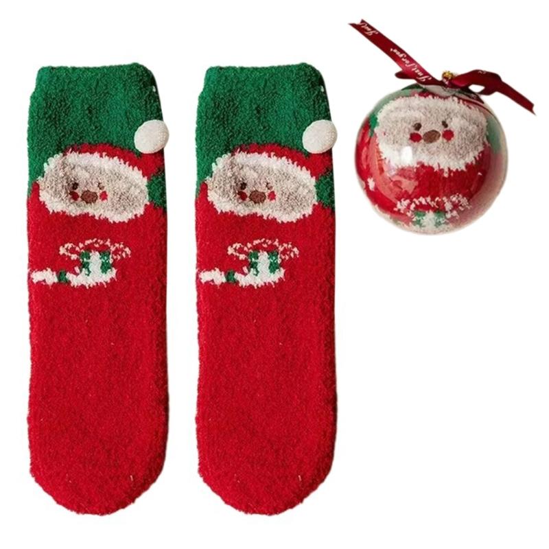 

Новые зимние теплые носки-тапочки из кораллового флиса с помпонами для подарка