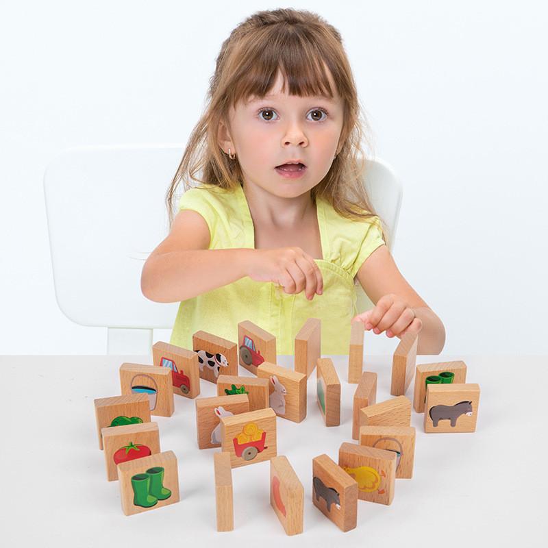 Wooden Dominoes Puzzle Set For Kids With Educational Cognition Game For Preschoolers