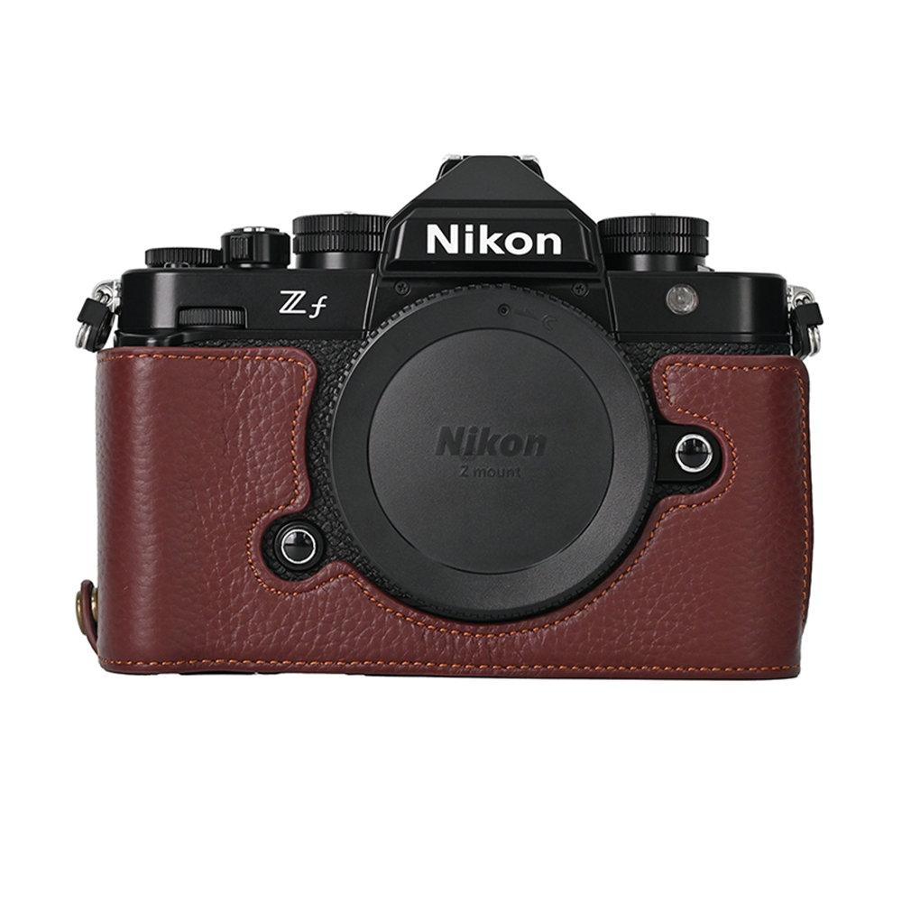 

Шкіряний напівчохол для камери зі шкіри з візерунком лічі для Nikon Zf ZF З отвором для батареї Нижня кришка