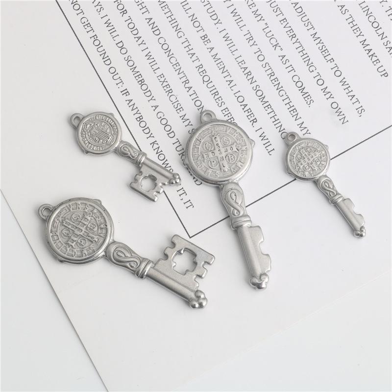 Stainless Steel Heart & Benedict Key Pendant Charm Jewelry