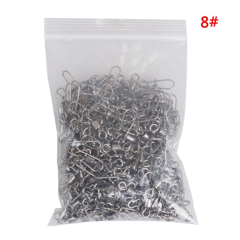 200Pcs Stainless Rolling Swivel Nice Snap Lure Connector Fishing Swivels Snap