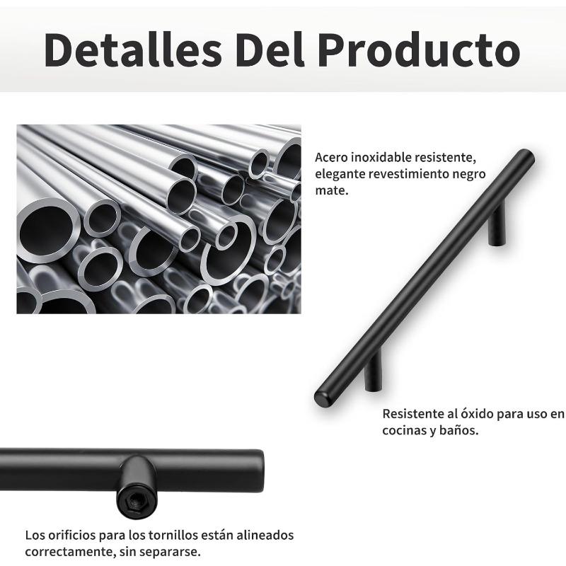6 Pack Matte Black Stainless Steel Cabinet Pulls, Kitchen Drawer Handles Hardware for Cabinet Cupboard Wardrobe