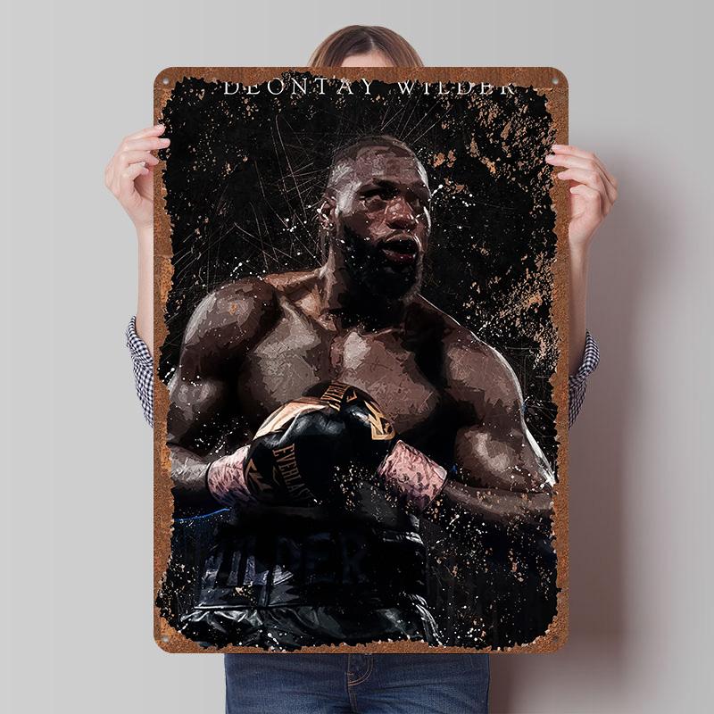 Deontay Wilder Boxer Metal Posters Custom Vintage Metal Signs Wall Art Tin Plaque for Man Cave Bedroom Decorations Home Decor