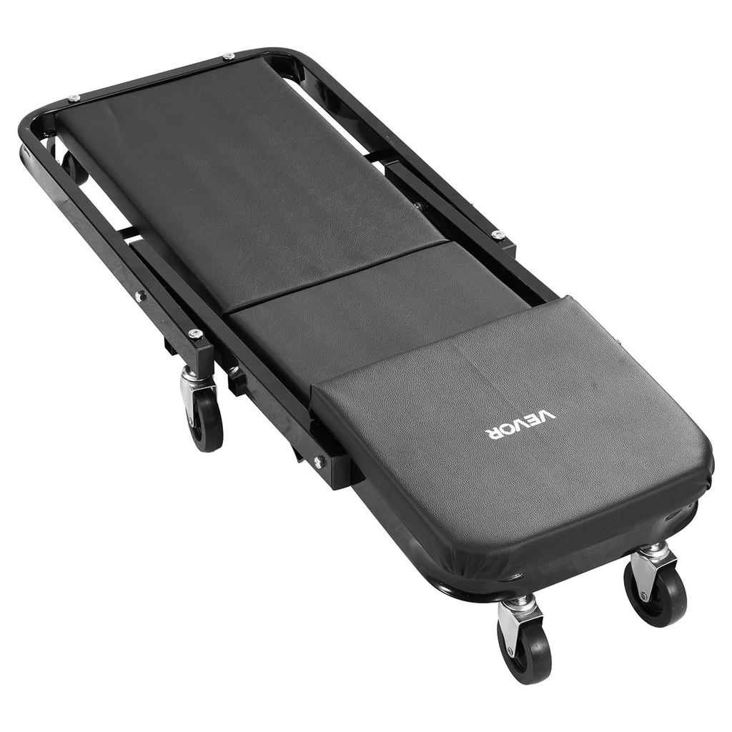1015mm 3-in-1 Folding Mechanic Creeper, Heavy Duty Z-Creeper Garage Roller, 218 kg Under Car Rolling Creeper with 6 Swivel Casters, Padded Seat for